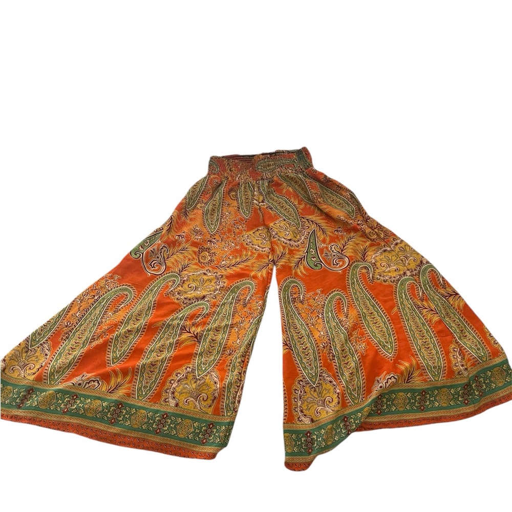 Vibrant Paisley Wide-Leg Pants